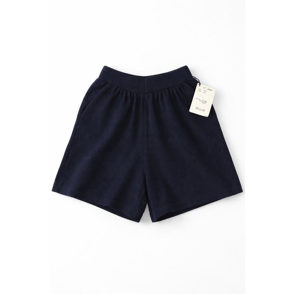 NWT Rare St John Collection Navy Knit Shorts Santana Wool Blend Size 2 USA